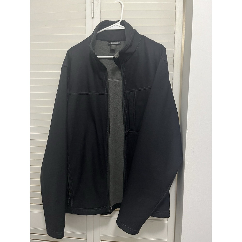 REI Mens Black Full-Zip Fleece Jacket Zipped Pockets Outdoor Hiking XL
